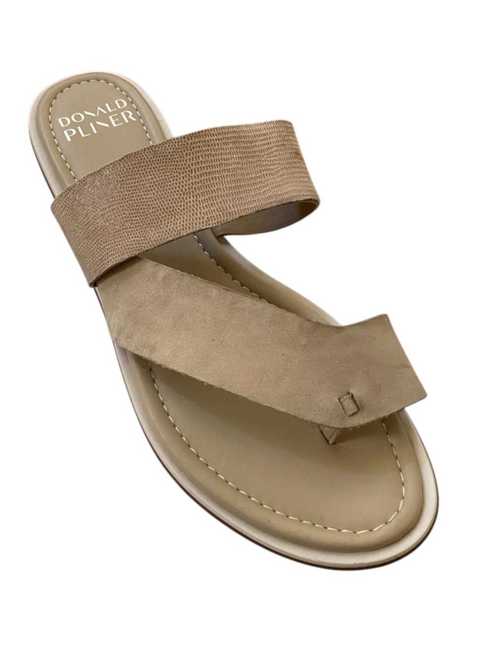 Donald J. Pliner Romeo Beige Suede & Elastic Slide Sandals Flats